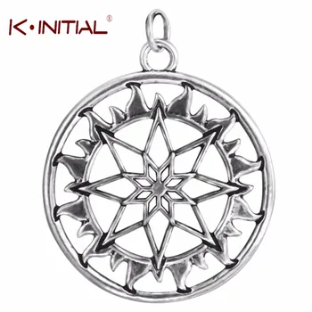 Kinitial 5pcs Antique Nordic Celtic Aryan Pendant Amulet Shield Alatir Round Charm Pendant Jewelry Vintage Charms Femme Bijoux