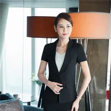 Новинка черные летние профессиональные блейзеры с коротким рукавом женские деловые пиджак в офисном стиле пальто женские Топы Одежда Плюс Размер 3XL