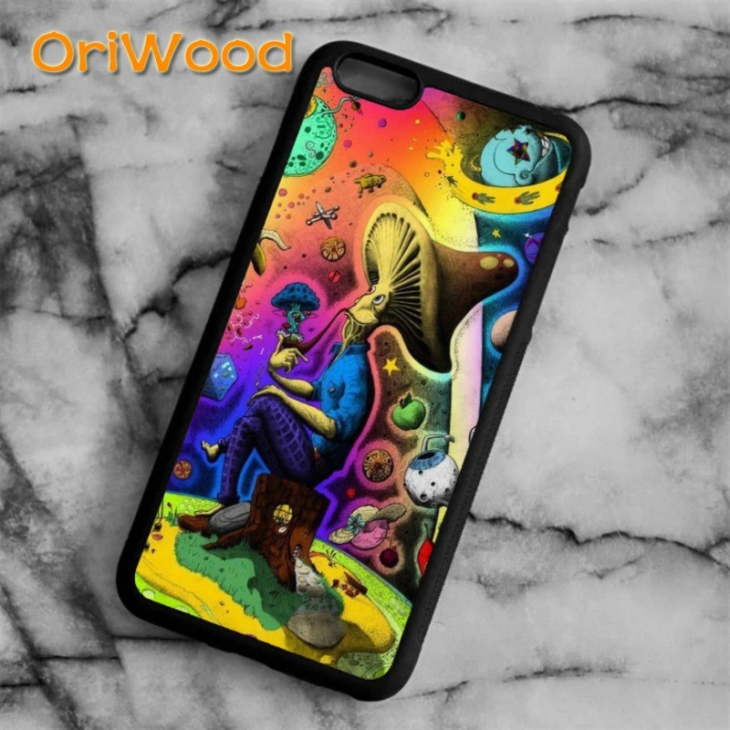 

OriWood Weird Trippy Mushroom Psychedelic Art Case cover For iPhone 6 6S 7 8 Plus X 5 5S SE Samsung galaxy S6 S7 edge S8 Plus