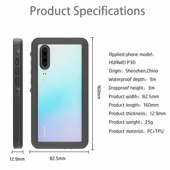 

ShellBox IP68 Waterproof Shockproof Dust Proof Transparent Clear Back Full Cover Swimming Diving Case for Huawei P30 Pro