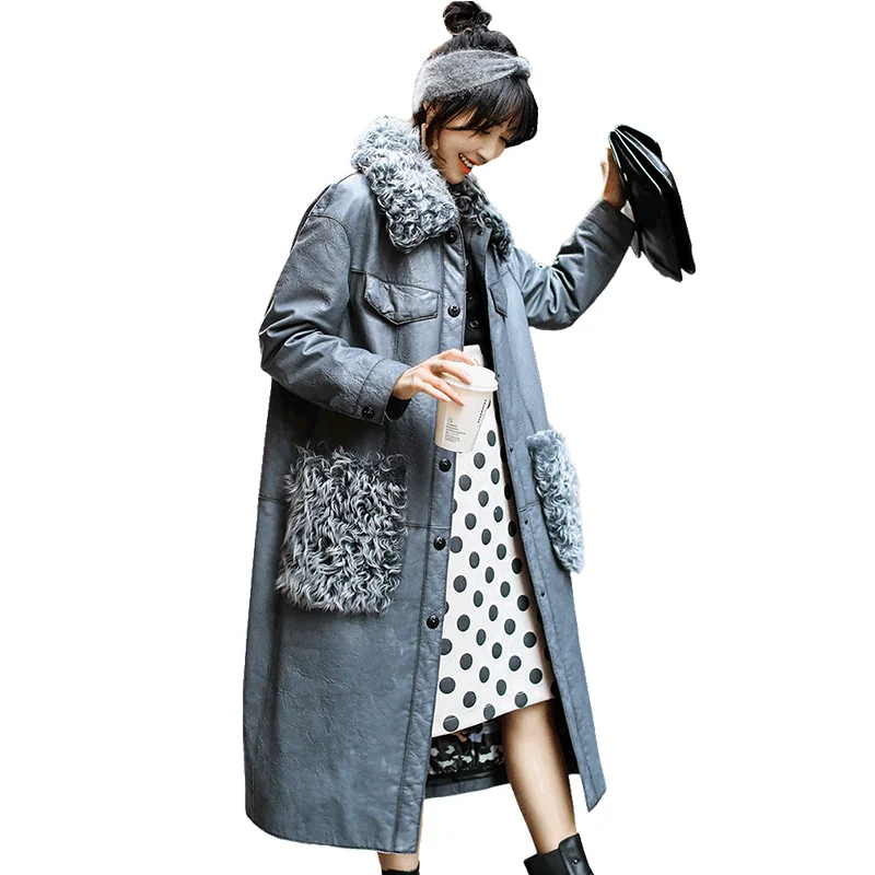 

Sheepskin Coat Genuine Leather Jacket Real Fur Coat Autumn Winter Jacket Women Clothes 2018 Korean Long Wool Down Coats ZT1318
