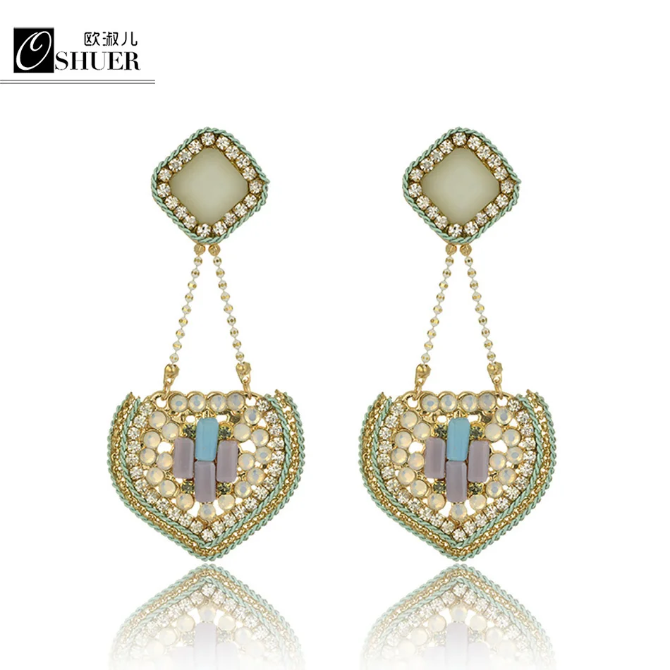 

2018 New Fashion Water drop Elegant Gold-color Cute Rhinestone logn Earrings Earrings For Women
