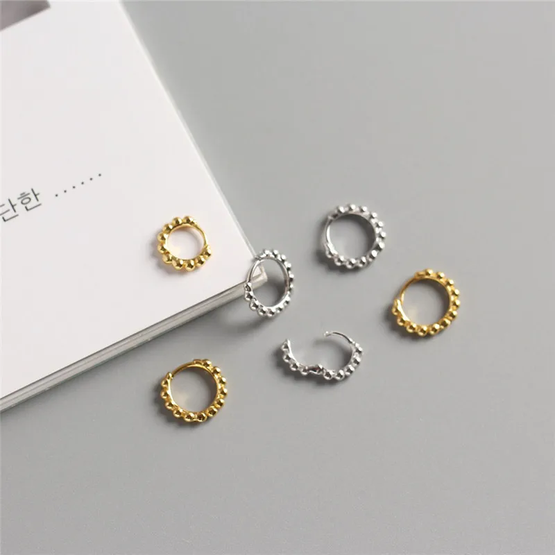 Ying vahine корейские ювелирные изделия простые золотые круглые серьги 925 пробы серебряные маленькие круглые бусины серьги-гвоздики для женщин
