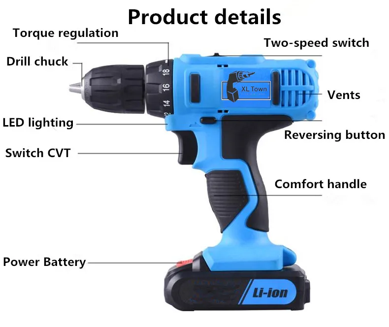 XLTOWN 12/16. 8/21v Аккумуляторная дрель дома многофункциональная электрическая отвертка Перезаряжаемые литий Батарея электрическая отвертка