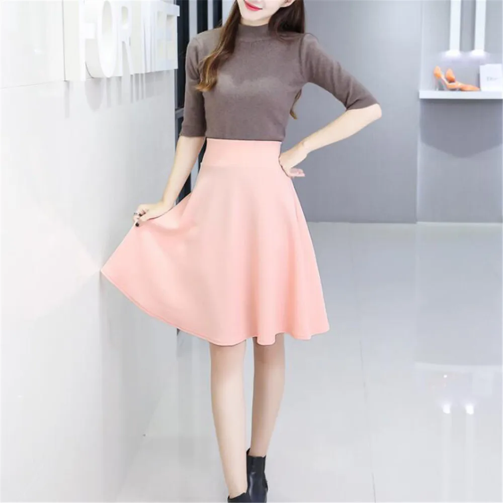 Faldas mujer moda 2019 моды сплошной цвет высокая талия большой размер в студенческом