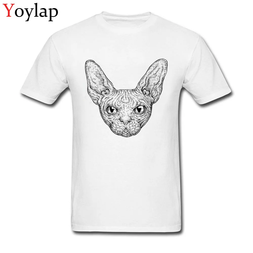 Design Men's Sphinx Cat T-Shirt Latest Summer Autumn Short Sleeve Crewneck 100% Cotton Tops Shirt Printed Tee-Shirt white