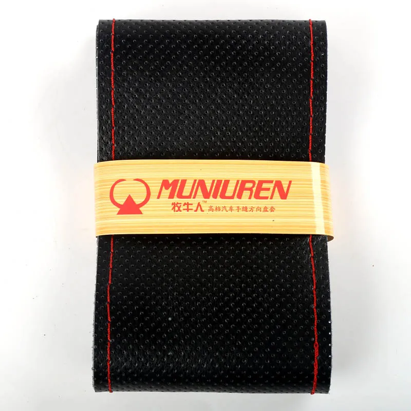 Black-DIY-Genuine-Leather-Cowhide-Car-Steering-Wheel-Cover-Hole-Braid-On-The-Steering-Wheel-1