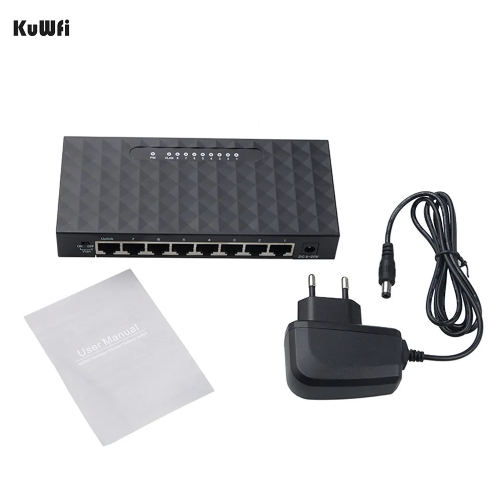 KuWFi 5/8Port Gigabit Switch Ethernet Smart Switcher High Performance1000Mbps Ethernet Network Switch RJ45 Hub Internet Injector