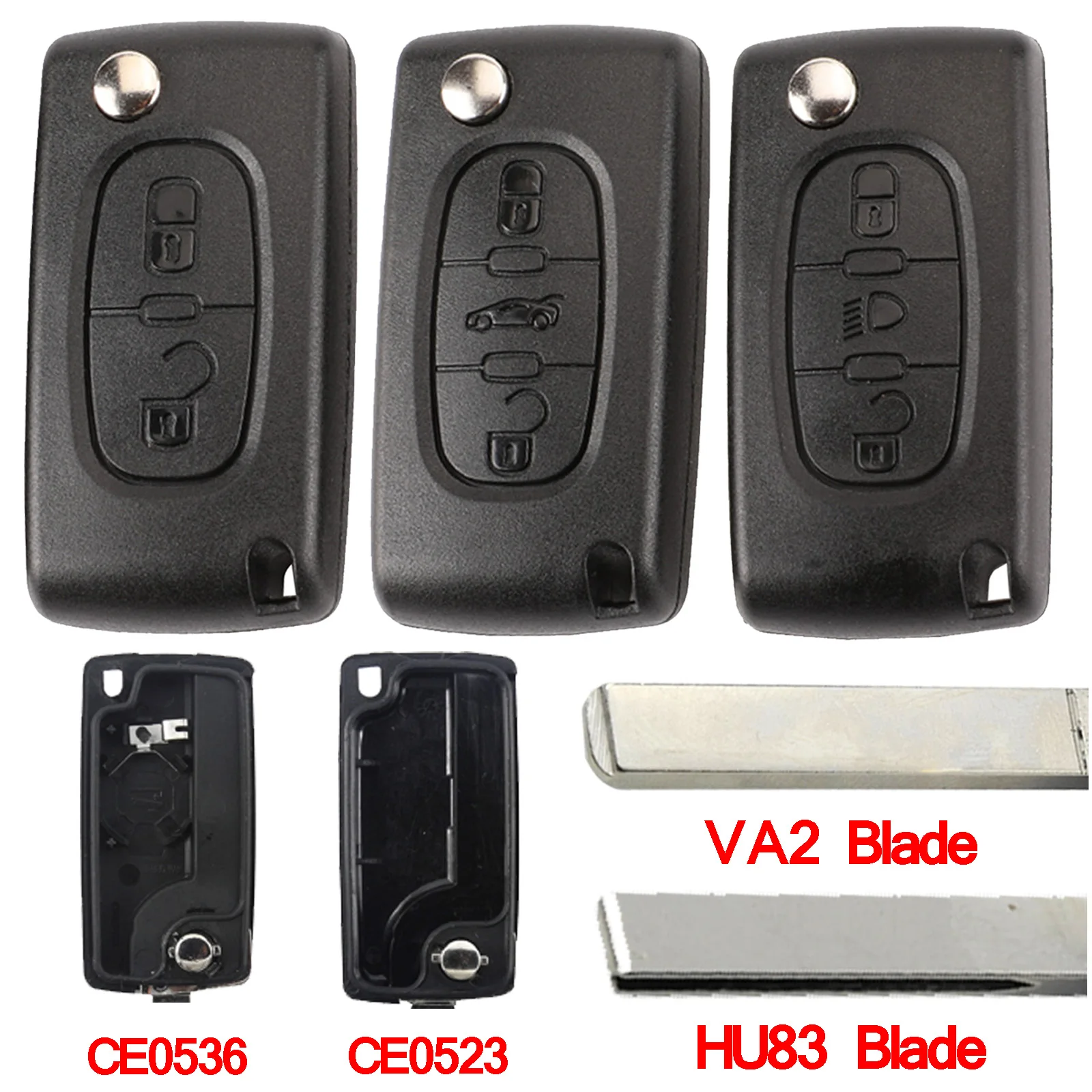 

jingyuqin Car Key Shell HU83 CE0536/523 For Peugeot 107 207 307 407 308 408 Partner Citroen C3 C4 C5 C6 Berlingo Picasso Xsara