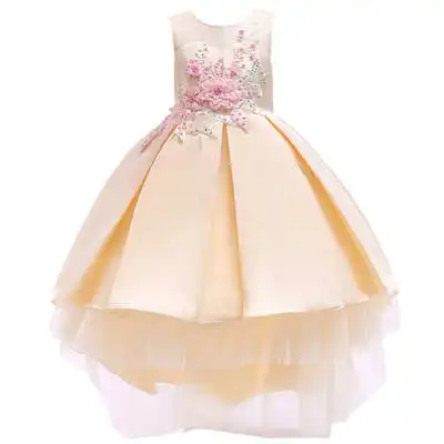 Платье с цветочным узором для девочек; торжественное вечернее платье на свадьбу, День рождения; детское платье; костюм принцессы; элегантная одежда для подростков; vestido infantil - Цвет: Небесно-голубой