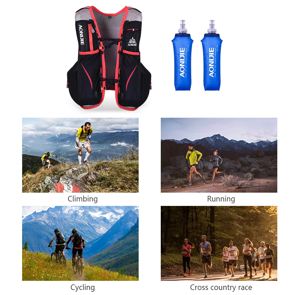 Best AONIJIE Bicycle Bike Bag Marathon Hydration Vest Pack Water Bladder Pack with Extra Hydration Flack Bottle Running Water Bags 2