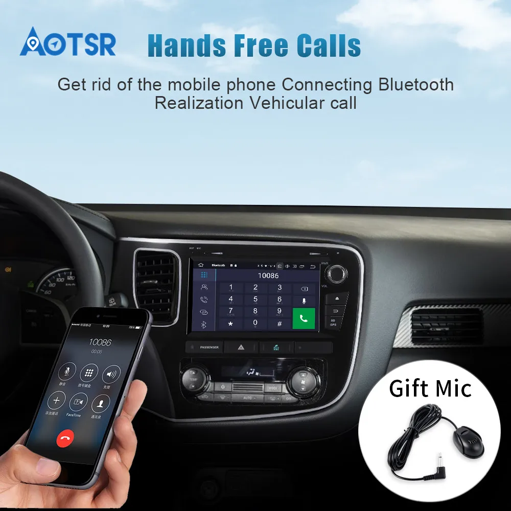 Clearance Android 9.0 Car Stereo Buit-in DSP 9" Touch Screen for Mitsubishi Outlander 2015 2016 2017 2 Din 64G ROM 4G RAM Car Bluetooth 1