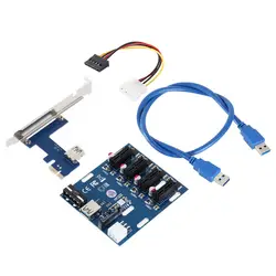 1 шт. PCIe 1 до 4 PCI Express 1X Слоты Riser Card Mini-ITX к внешним 4 Слот PCI-e адаптер PCIe Порты и разъёмы Multiplier карты DJA