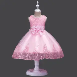 2019 новые платья принцессы с жемчужинами для девочек на день рождения, свадьбу, вечеринку, детский белый сетчатый костюм-пачка, детская