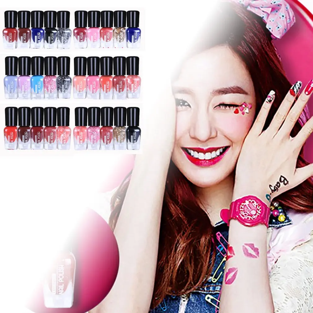 

5 Pcs Nail Polish Set Nontoxic Peelable Nail Polish Tearing Lasting Waterproof Fashion Colorful