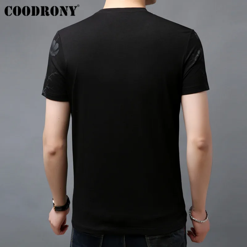 COODRONY Мужская футболка лето 2019 китайский стиль цветок и птица с картиной коротким
