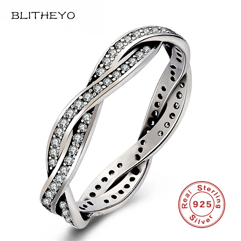 BLITHEYO 925 Sterling Silver Rings Dazzling Elegant Original Braided Crystal CZ Stone For Women Wedding Engagemet Jewelry | Украшения и