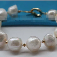 " Подлинная Природный 12-16 мм Белый Барокко Браслет Перлы 14KGP# f2135! Благородный стиль Природных Тонкой jewe Быстрая