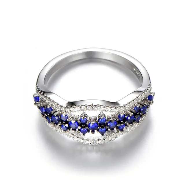 GS Antique Blue Gem Stone Men Ring Romantic Sliver Color Wedding Rings For Women Jewelry Rings Size 5 6 7 8 9 10 Dropshipping R5