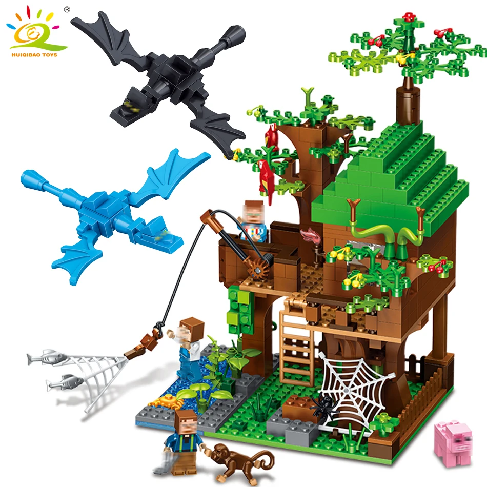 HUIQIBAO TOYS MY World DIY tree house Building Blocks Steve Figures Bricks sets For children Compatible Legoed Minecrafted City HUIQIBAO TOYS MY World DIY tree house Building Blocks Steve Figures Bricks sets For children Compatible Legoed Minecrafted City
