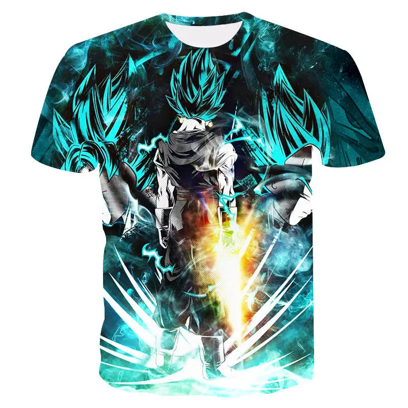 

2019 New animation Cool Goku 3D printed short sleeve Harajuku T-shirt Classic Anime Dragon Ball Z Super Casual t shirt tees tops