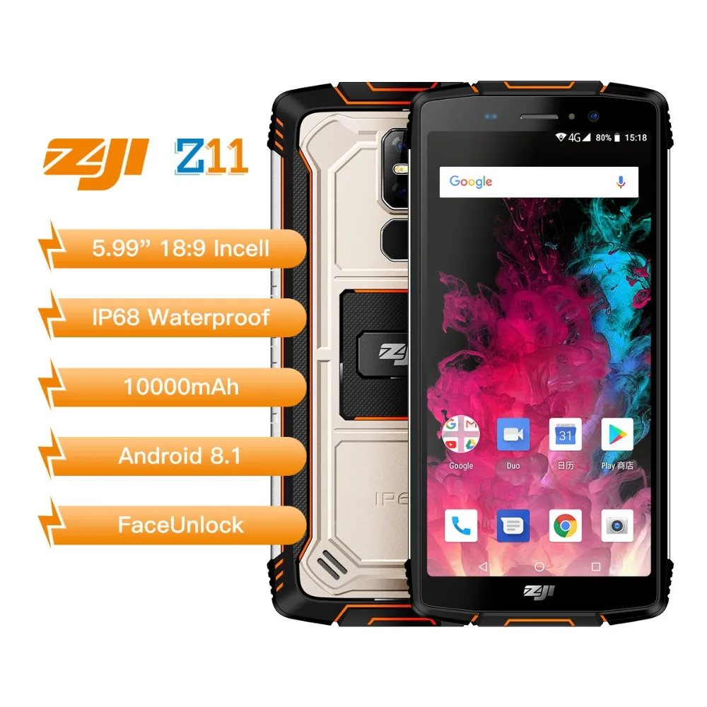 Mobile Zoji z11 Мобильный Телефон IP68 5 99 &quotMTK6750T Восьмиядерный Dual sim 10000 мАч Android 8 1