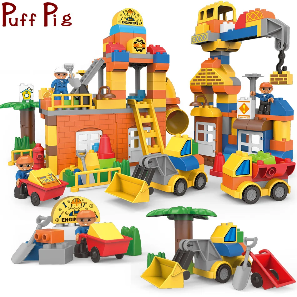 

legorreta Duploe Creative DIY Big Building Blocks City Construction Engineer Bulldozer Truck Figure Jouet Toys For Children