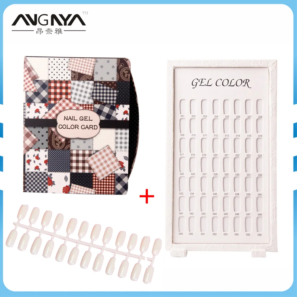 ANGNYA 56+60 Colors Professional Nail Gel Polish Display Card Book Color Board Palette Stand