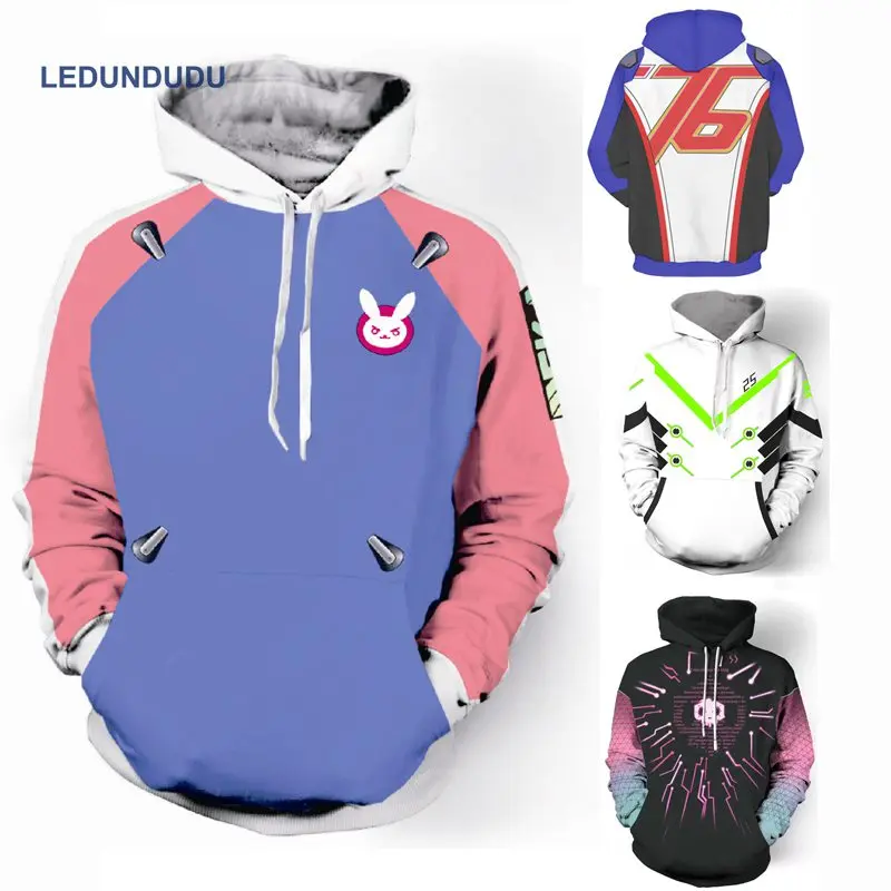 Толстовка мужская с принтом кролика джемпер капюшоном по мотивам игры D.va DVA OW