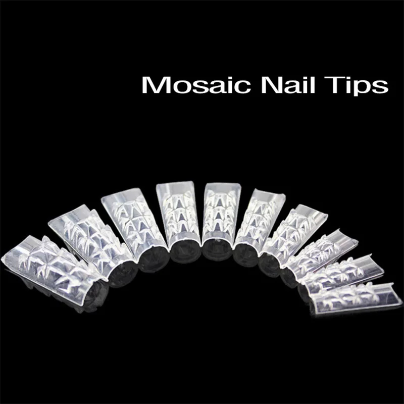 50pcs Nail Art Clear Half Cover False Nails Fake Nails Mosaic Tips Natural Transparent Artificial Acrylic UV Gel Salon DIY