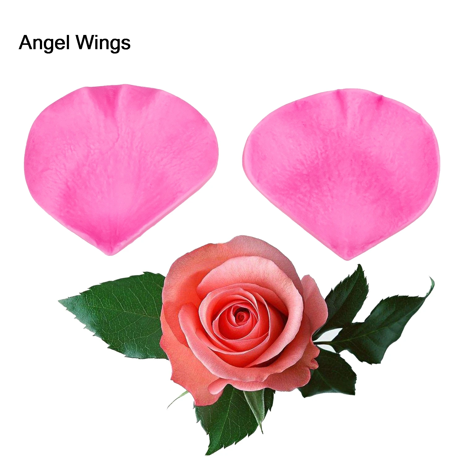 Angel Wings Food grade 3D силиконовая форма для помадки торта тиснение в виде лепестков розы