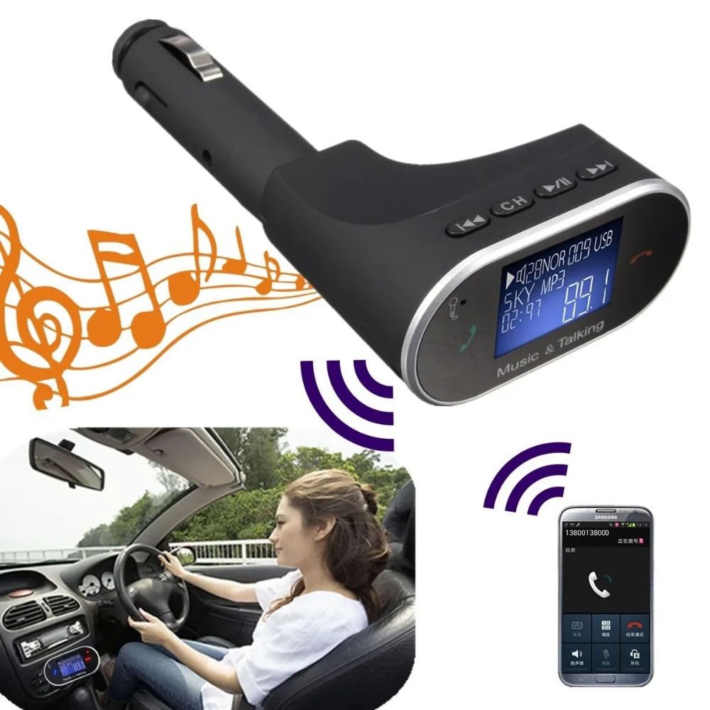 FM трансмиттер с Bluetooth беспроводной автомобильный радиоадаптер комплект USB
