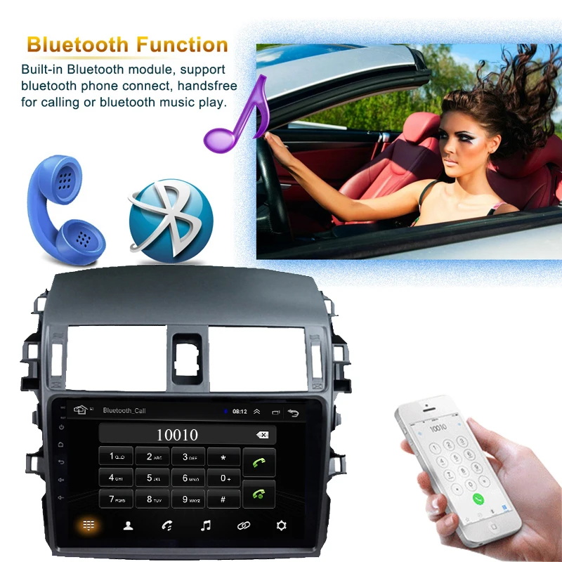 Top Android8.1 2din car navigation dvd player for Toyota Corolla e140/150 with multimedia video player and gps for car radio stereo 6
