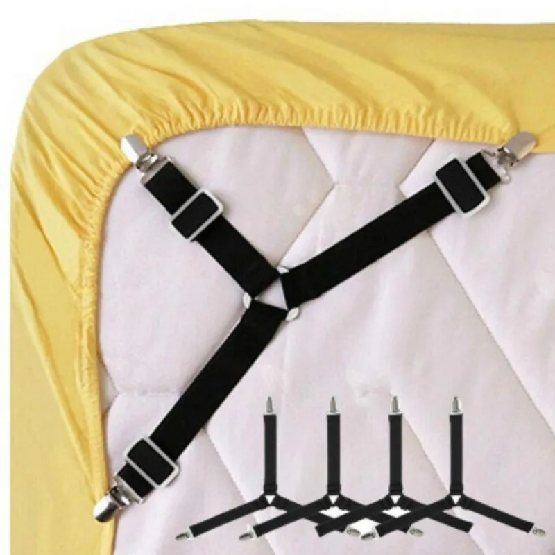 

4Pcs/Set Bed Sheet Clip Bed sheet Belt Mattress Elastic Non-slip Clip Blanket Gripper Adjustable Sheet Holder Sheet Buckle
