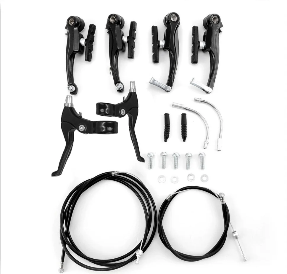 2 Pairs V-Brake System Kit Aluminum Alloy w/ Handle Cable Set for Road Bike 2 Pairs V-Brake System Kit Aluminum Alloy w/ Handle Cable Set for Road Bike