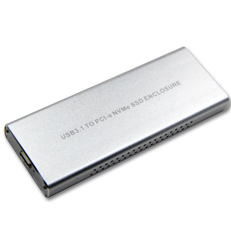 Серебристый алюминиевый чехол для жесткого диска USB3.1 к PCIE NVME M2 SSD корпус с кабелем