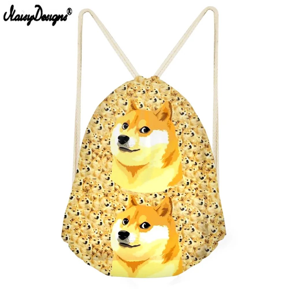 Noisydesigns Hiba Doge Хаски 3D животное собака школьная обувь для девочек Drawstring сумка маленькая Женская сумки Женский Softback Рюкзак одежда сумки