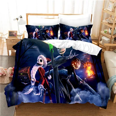 3D print Bedding set Halloween Cartoon Skull Nightmare Before Christmas friends' gift Duvet cover set Home Textiles - Цвет: 7