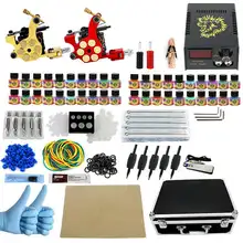 Профессиональный набор для татуировок 2 тату-машинки Набор черных чернил блок питания ручки боди-арт инструменты татуировки перманентный макияж Набор Татуировок