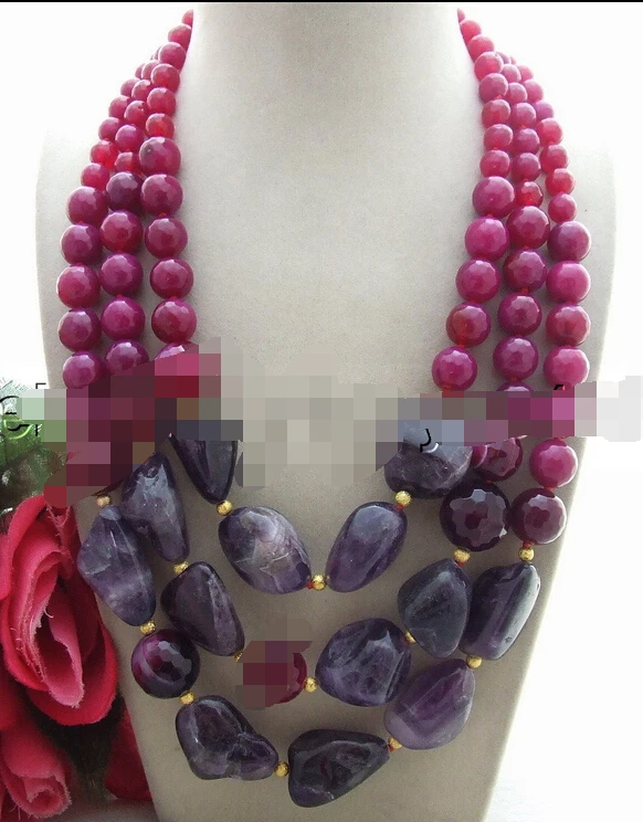 

ddh002428 19-24" Amethyst&Agate Necklace