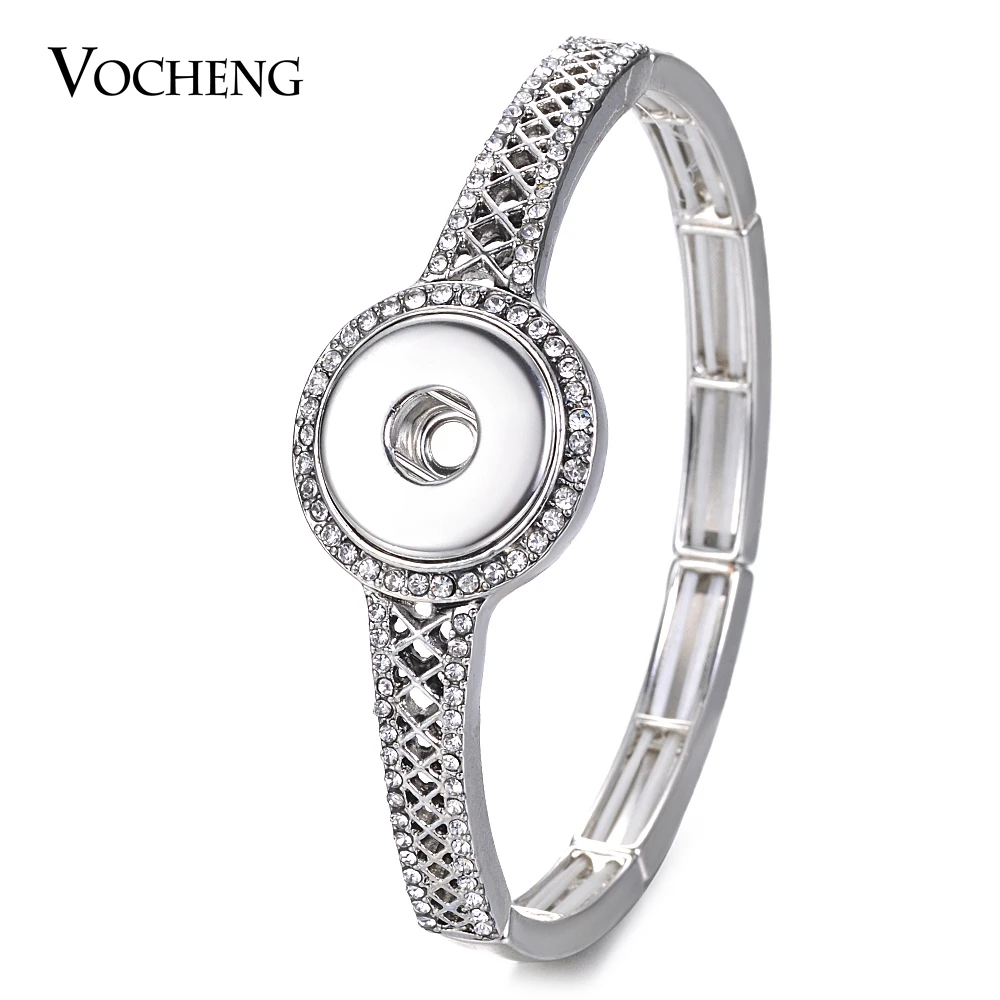 10PCS/Lot Wholesale Elastic Bracelet Vocheng Ginger Snap Charms Bracelet with Crystal for 18mm Snap Button Jewelry NN-635*10