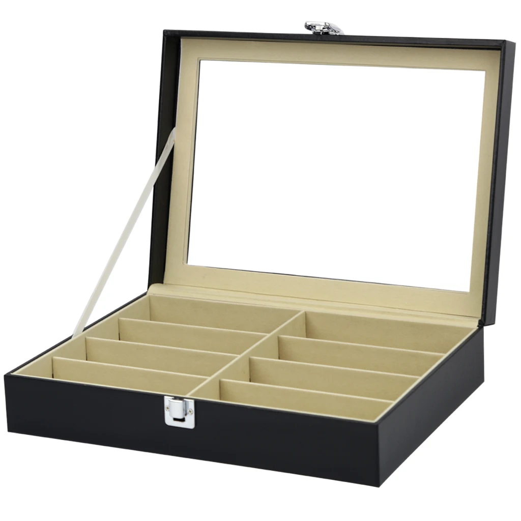 

8 Slot Black Sunglasses Eyewear Eyeglasses Display Case Box Glasses Suitcase