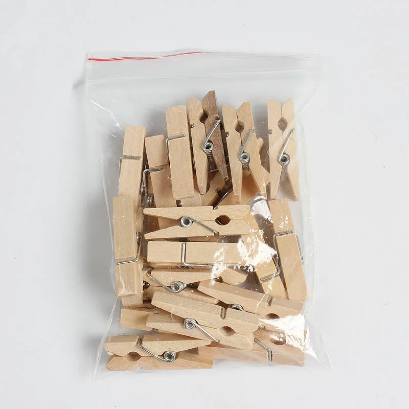 

20PCS/Bag Wholesale Very Small Mine Size 35mm Mini Natural Wooden Clips For Photo Clips Clothespin Craft Decoration Clips Pegs