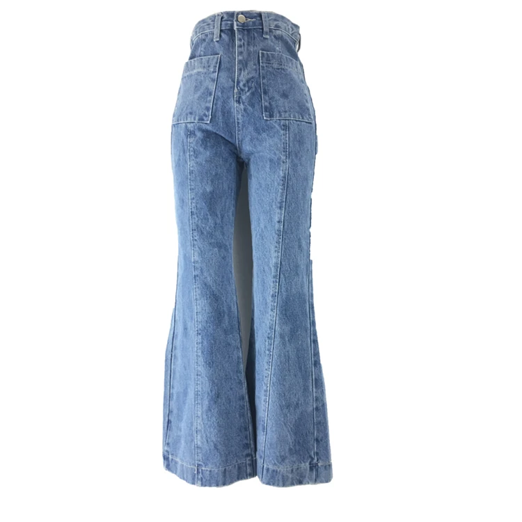 

Fashion High Waist Women Loose Denim Mom Jeans Street Mujer Wide Leg Pants Vintage Washed Casual Trousers Color Blue