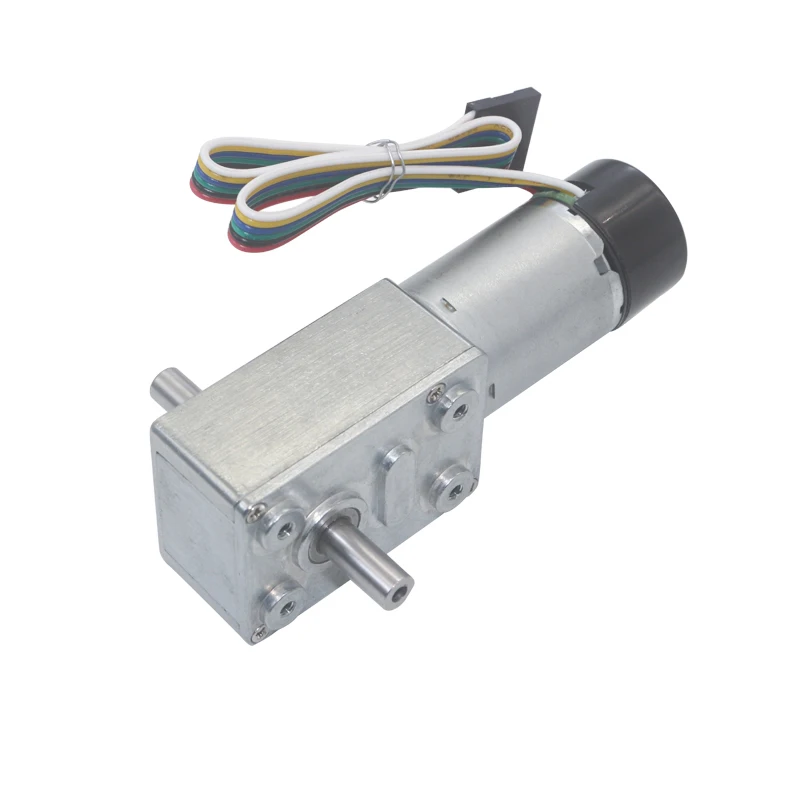 

DC6V-24V Slow Speed High Torque Turbo Worm Gear Motor with Encoder Dust Proof Dual Shafts Worm Geared Motor