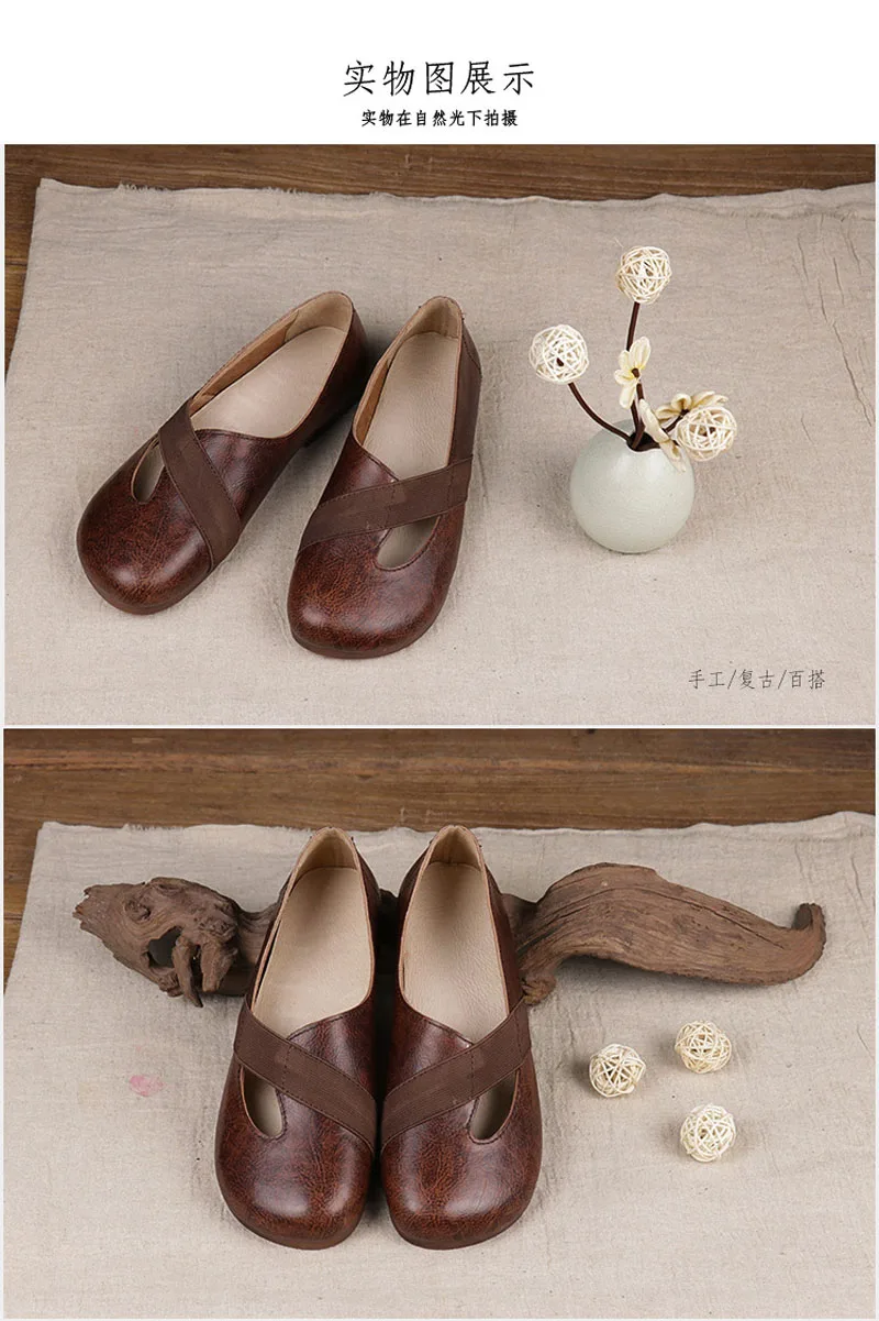Оригинальные кожаные тонкие туфли ручной работы с закрытым носком; коллекция года; сезон весна; повседневные Универсальные женские туфли на плоской подошве