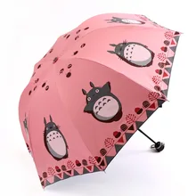 Femmes Parapluies Studio Ghibli Totoro Marque Parapluie Femelle Mignon Drôle Pliage Anime Parapluies Pluie Pas Cher UV pour dames