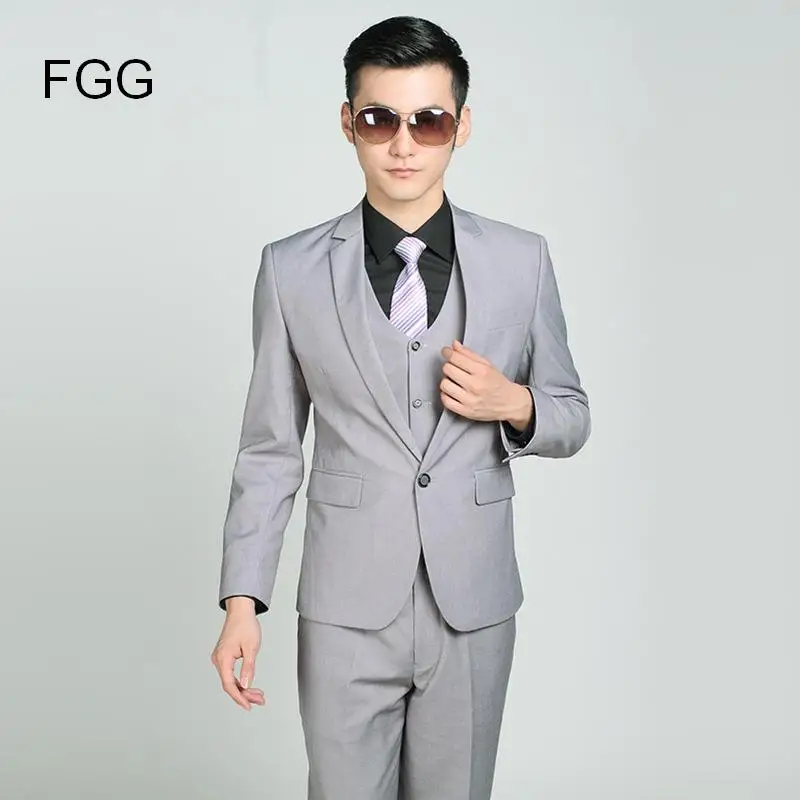 6494 Costumes De Mariage Italiens Hommes Gris Clair Bouton Unique Marque Professionnelle Costume Daffaires Slim Fit Marié Fête De Mariage Designer