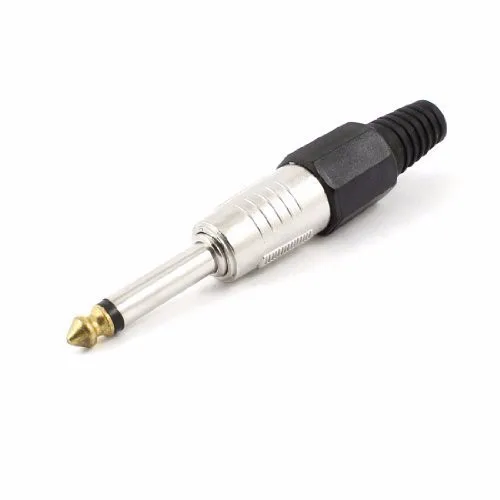 4pcs Silver Tone Alloy black Plastic 6.35mm Jack Male Audio Cable Mono Plug Gold Plated Head | Обустройство дома