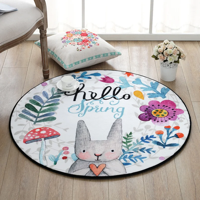 

Cartoon Rabbit Round Anti-slip Carpet 60Cm Computer-chair Mat Hanging basket Carpet Bed room Door Mat Bath room Shower Mat